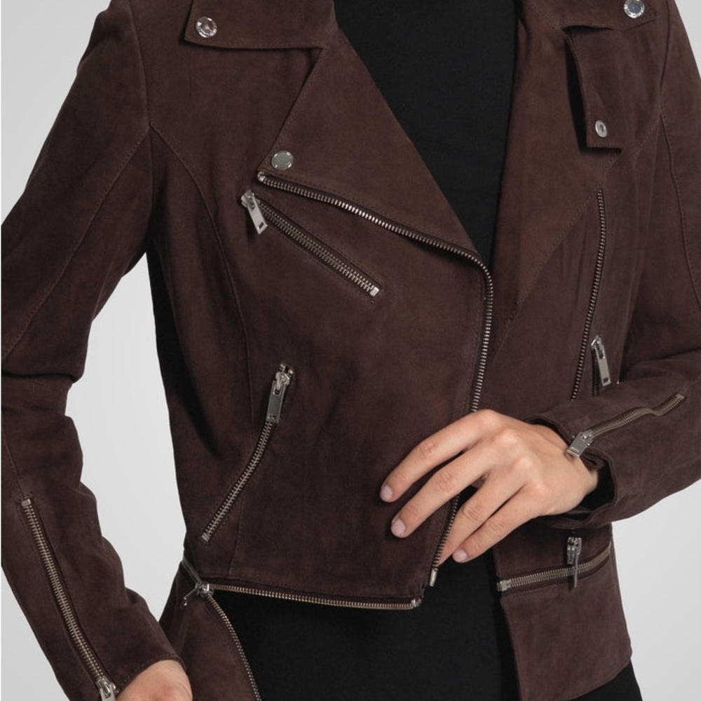 Chic Dark Brown Leather Jacket - image 6